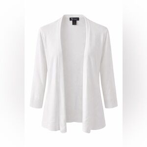 Alison Sheri White Open Front Cardigan Size L
